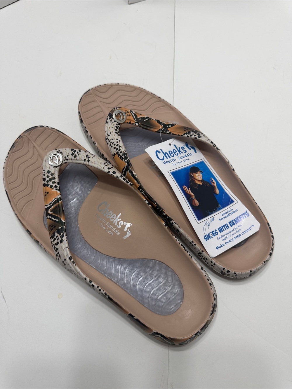 Cheeks Beige Snake-Print Health Sandal Flip Flops
